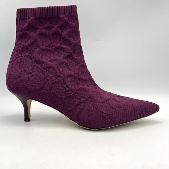 Coach Women's Jade Knit Sock Booties Deep Berry Stretch Knit Sz 8.5 Kitten Heel - Picture 8 of 14